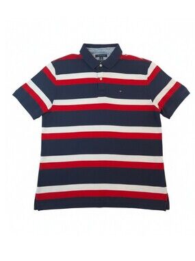 Tommy Hilfiger Men’s XL Navy, Red & White Striped Polo